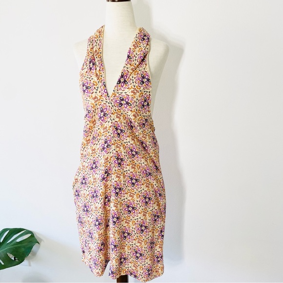 Free People floral Isla halter open back mini dress size small - Picture 4 of 16